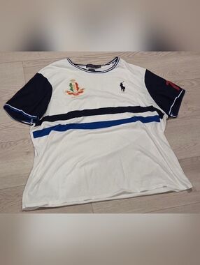 Ralph Lauren Polo Striped Crewneck Tee Big Pony With Badge And #10 ITA Back Hit